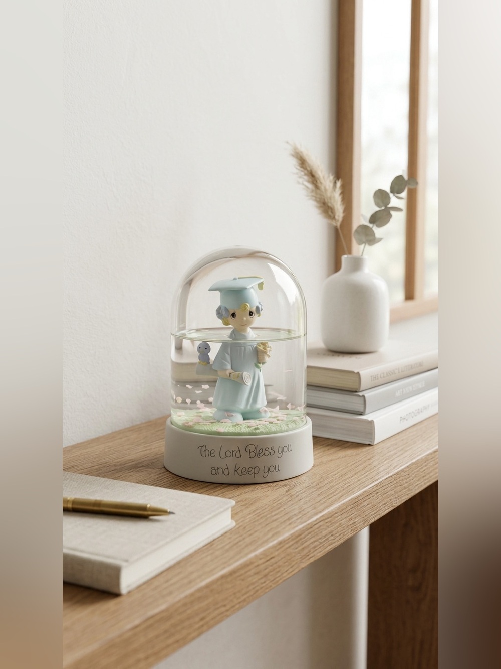 Vintage Precious Moments The Lord Bless You and Keep You Graduation Water Globe